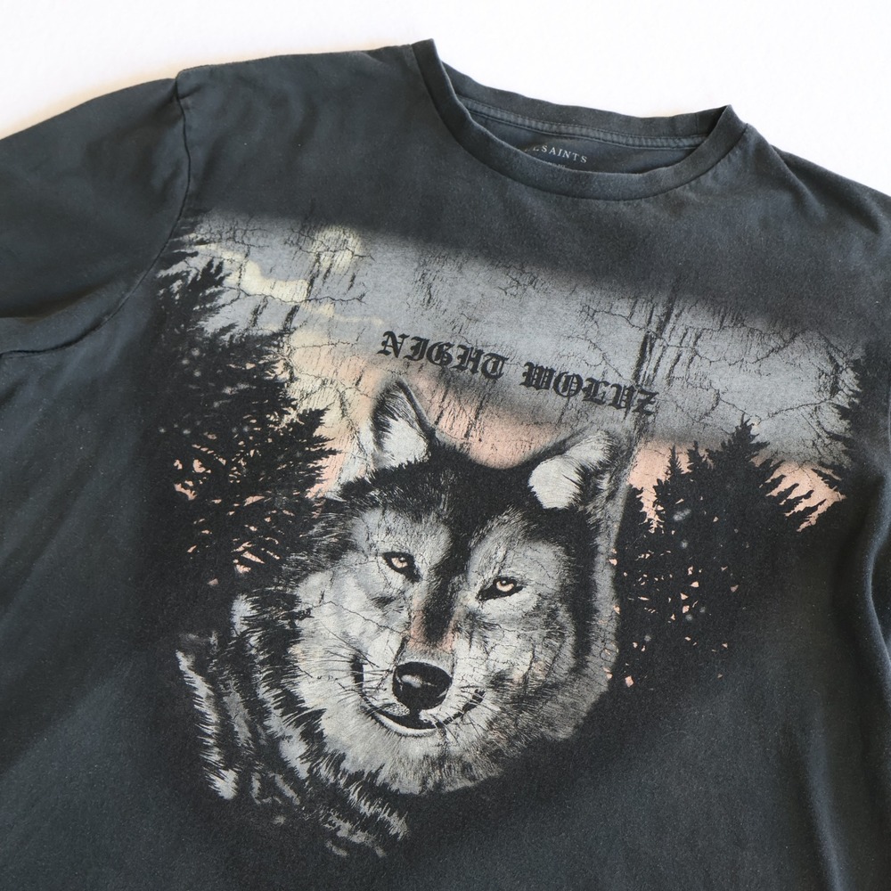 All Saints Night Wolves Graphic Oversized T-Shirt Men's Medium Streetwear